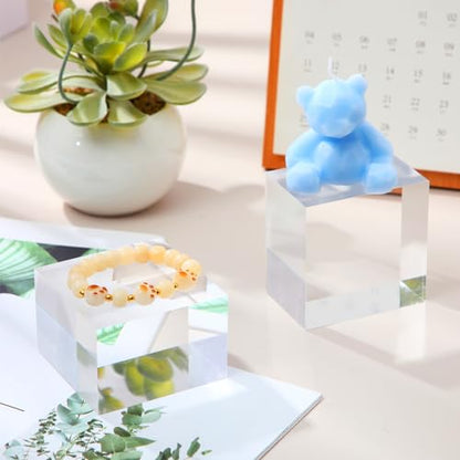 4 Pcs Acrylic Display Block Clear Cube 3 x 3 x 2 Inch