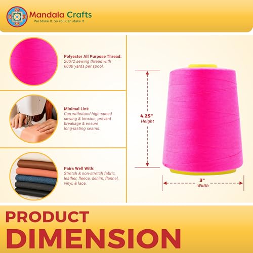 20S 2 Neon Pink Polyester 4 Pack of Serger Threads Cones