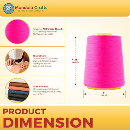 20S 2 Neon Pink Polyester 4 Pack of Serger Threads Cones