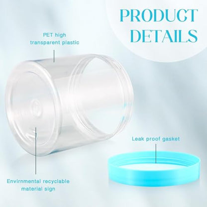 12 Pack 16 oz Plastic Container Jars with Lids Round Clear Travel Cosmetic Container Slime Jars for Toiletries (12 Count)