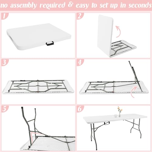 2 Pack 5 Feet Portable Folding Table White (2 Count)