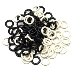 100 Pack) Soft Stitch Ring Markers for Knitting and Crochet - Flexible, Snag-Free Rubber Stitch Markers (Small Size for Needle Sizes 0-8, Black & White)