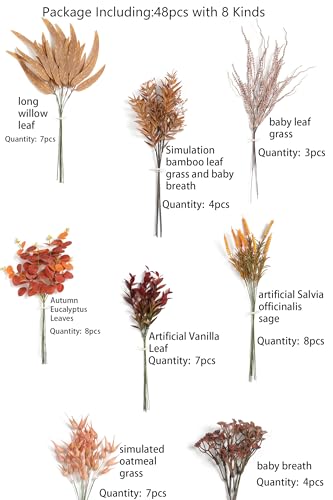 Artificial Greenery Stems Filler Combo Box Set (48 Count)
