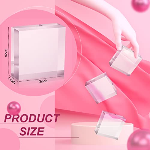 4 Pcs Acrylic Display Block Clear Cube 3 x 3 x 1 Inch