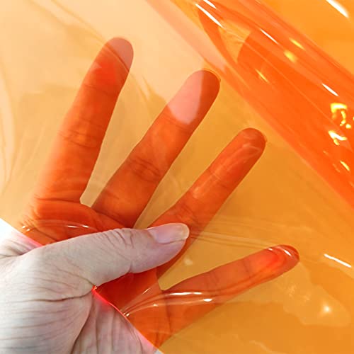 HYANG Orange Transparent PVC Super Clear Holographic Vinyl Faux Leather Sheets 1 Roll 12" x 47"