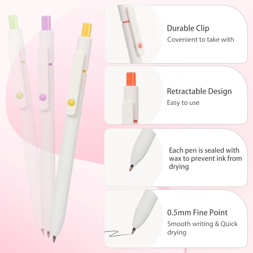 Gel Pens 5pcs 0.5mm Quick Dry Black Ink Fine Point Pens (5 Count)