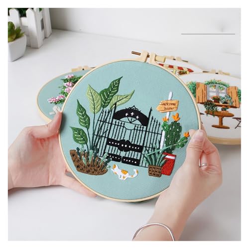 Embroidery Starter Kit Leisure Life Series Starter for Adult Stamped Pattern with Instructions Crafts for Adults
