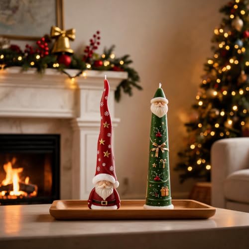 2 PCS 3D Santa Claus Silicone Pillar Candle Molds (2 Count)