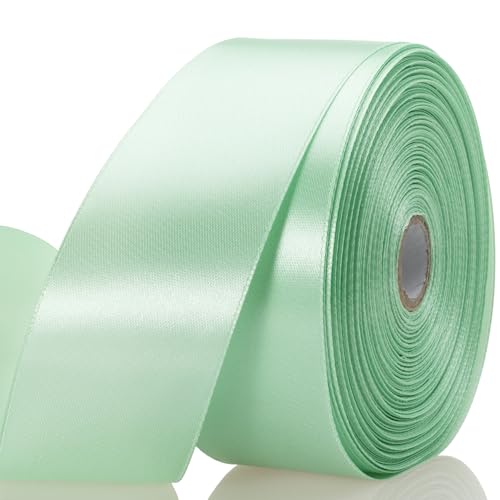 1 1 2 Inch Mint Green Solid Satin Ribbon for Gift Wrapping