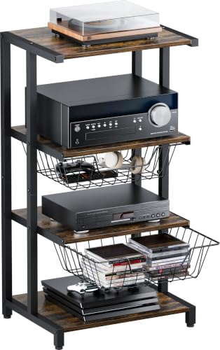 Media Stand with Two Detachable Baskets (4 Count)