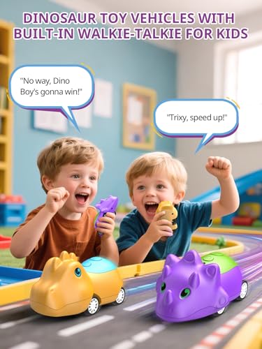 Walkie Talkies for Kids Rechargeable Dino Toy Cars 48H Playtime (2 Count)