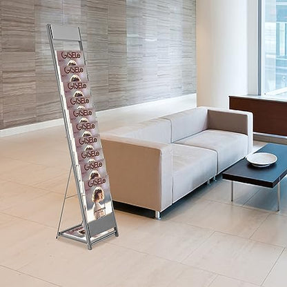 10 Tiers Portable Magazine Rack Book Brochure Display Stand Holder