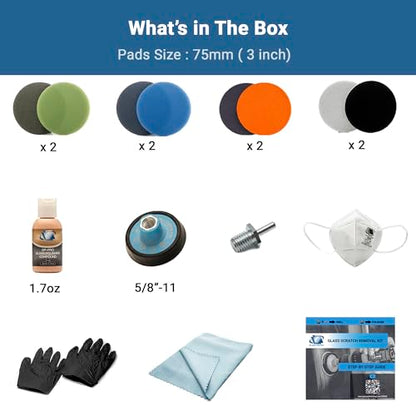 3'') Glass Scratch Removal Kit for use with a Drill on All Glass Surfaces