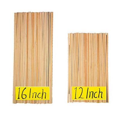 12 Inch Long and 16 Inch Long Natural Blank Round Unfinished Bamboo Dowel Rods Craft Sticks Craft Projects (60 Count)