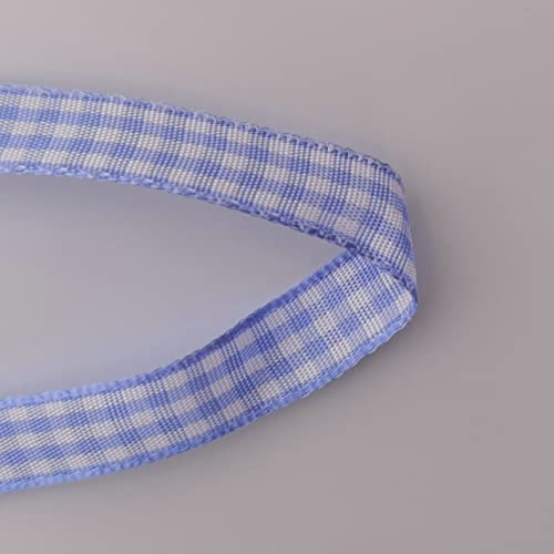 Light Blue Gingham Plaid Checked Ribbon 25 Yard Each Roll 100% Polyester (75 Foot)