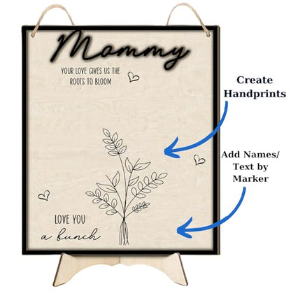 Mother's Day Handprint Art Craft Mother's Day Birthday Grandparents Gift from Kids Toddler Baby Floral Bouquet DIY Gift for Mom (7.0548 Ounce)