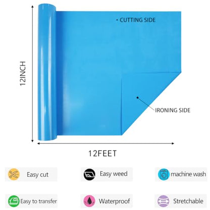 HTV Iron on Vinyl 12Inch by 12ft Roll HTV Heat Transfer Vinyl for T