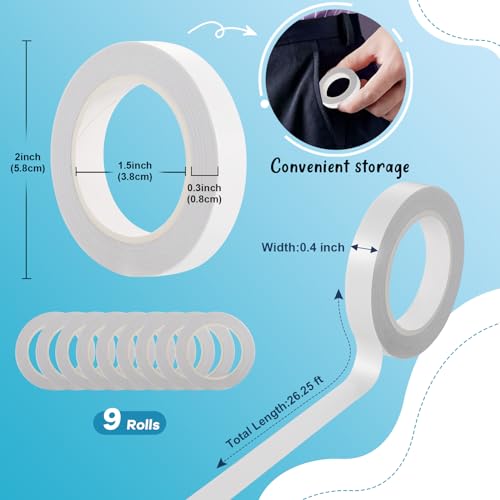 9 Rolls Double Sided Tape for Crafts (9 Count)