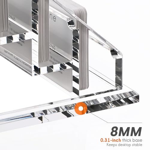 Acrylic Card Holder Clear Horizontal Business Card Organizer Stand for Desk 3 Slots 3 Tier Business Cards Stand for Women and Men