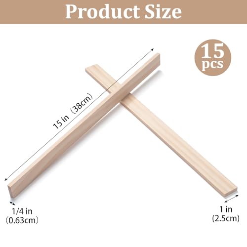 Wood Strips Trim Slats for Crafts (15 Count)