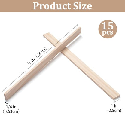 Wood Strips Trim Slats for Crafts (15 Count)