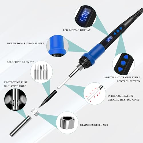 908D Blue 80W Adjustable Temperature Soldering Iron Kit