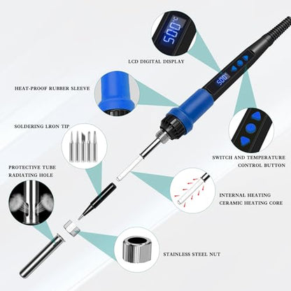 908D Blue 80W Adjustable Temperature Soldering Iron Kit