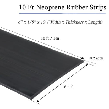 Neoprene Rubber Strips with Adhesive Backing Rubber Sheets (10 Foot)