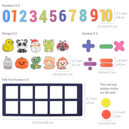 Felt Ten Frame Set Math Manipulative Counter for Elementary (136 Count)
