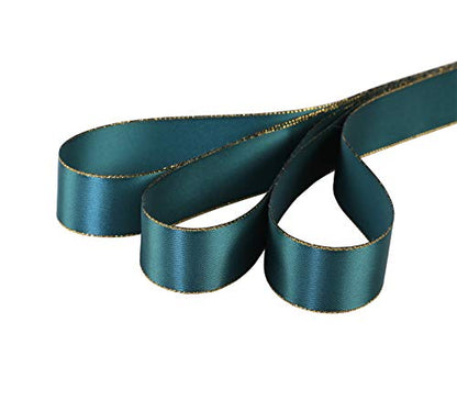 1" Inch Double Faced Satin Ribbon 25 Yards with Gold Edges