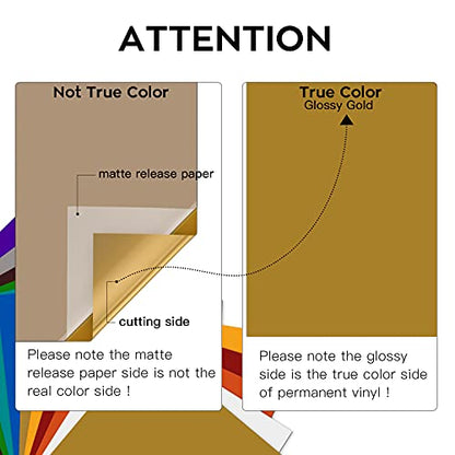 Glossy Gold Permanent Vinyl 12 Pack 12"x12" Compatible with Cricut