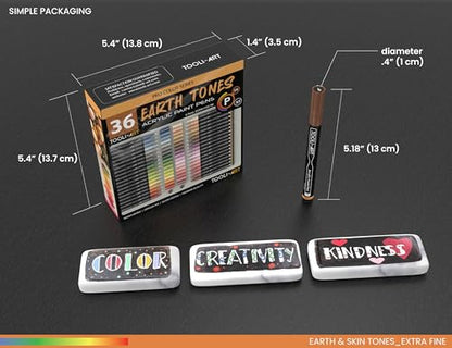 36 Acrylic Paint Pens Skin and Natural Earth Tone Marker Set For Rock Painting (36 Count)