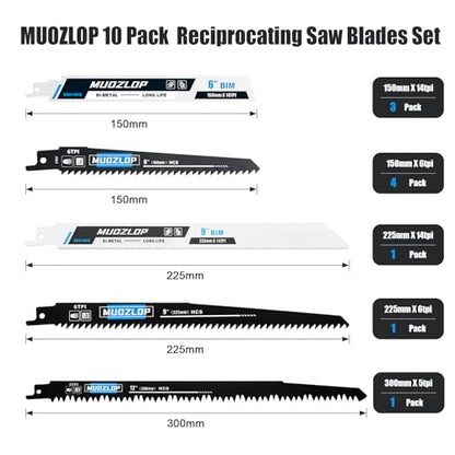 10 Pack Reciprocating Saw Blades Set (10 Count)