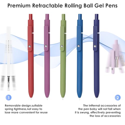 Gel Pens 5pcs 0.5mm Gel Pen Black Ink Fine Point Pens With Smooth Writing (5 Count)