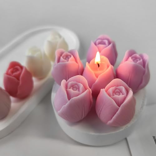 2PCS Tulip Flower Silicone Molds 3D Floral Resin Candle Soap Mold Flower Fondant Chocolate Cake Decoration Mold Unique Wax Epoxy Resin Concrete Casting Polymer Clay Craft Home Decor Mould