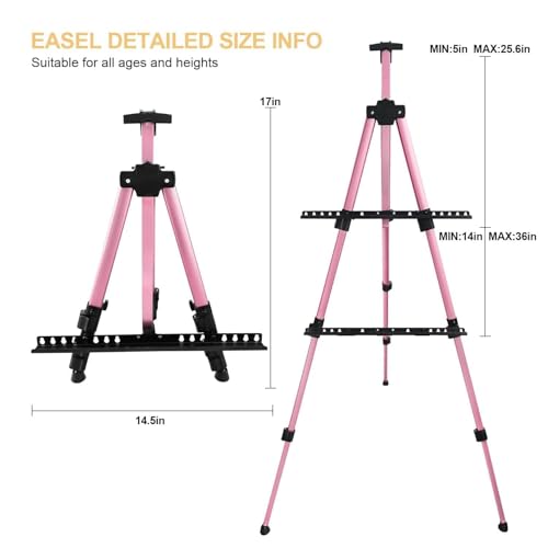 Pink 17 66 Inch Adjustable Art Easel Stand for Painting and Sign