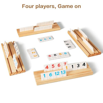 Rummy Cube Game Set with 4 Wooden Racks