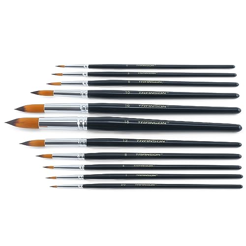 11pcs Round Paint Brush Basic Set for Watercolor (11 Count)