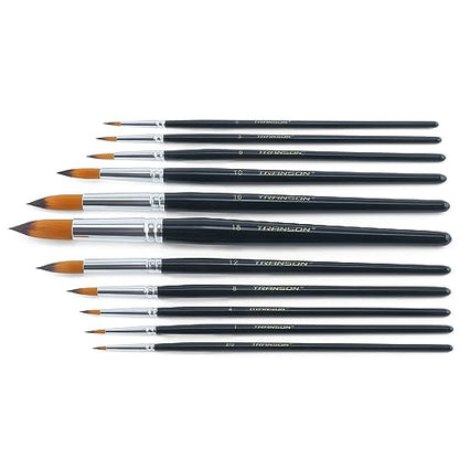 11pcs Round Paint Brush Basic Set for Watercolor (11 Count)