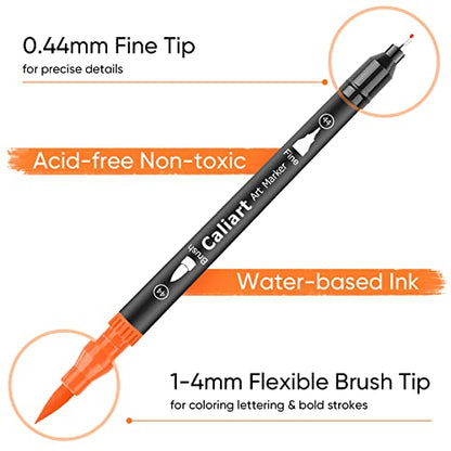 34 Double Tip Brush Pens Art Markers for Adult Coloring Books (34 Count)