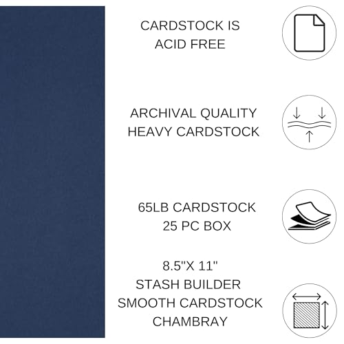 PA Paper Accents Stash Builder Cardstock 8.5" x 11" Chambray