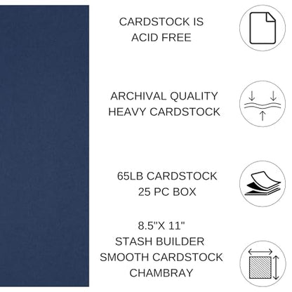 PA Paper Accents Stash Builder Cardstock 8.5" x 11" Chambray
