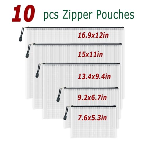 10 Pcs Zipper File Bags