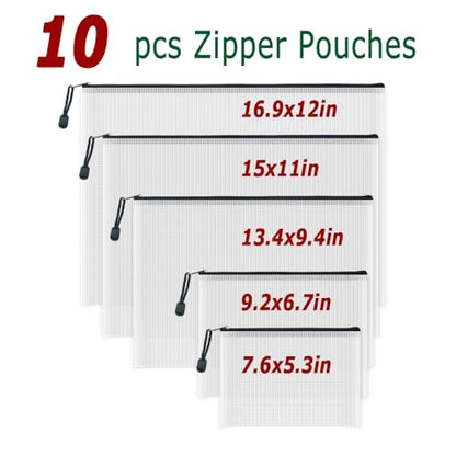 10 Pcs Zipper File Bags