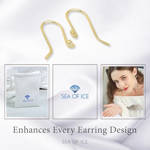 925 Gold flashed Sterling Silver Ear Wires Ball End French Earring Hooks for Drop Dangle Earrings Jewelry Making (24 Count)