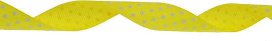 Polka Dot Grosgrain Ribbon 25 Yard Each Roll 100% Polyester (3/4", Yellow) - Crafty Corner