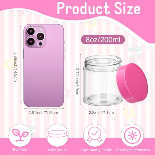 12 Pack 8 oz Plastic Container Jars with Lids Round Clear Travel Cosmetic Container Slime Jars for Toiletries (12 Count)