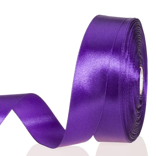 1 Inch Purple Solid Satin Ribbon for Gift Wrapping (150 Foot)