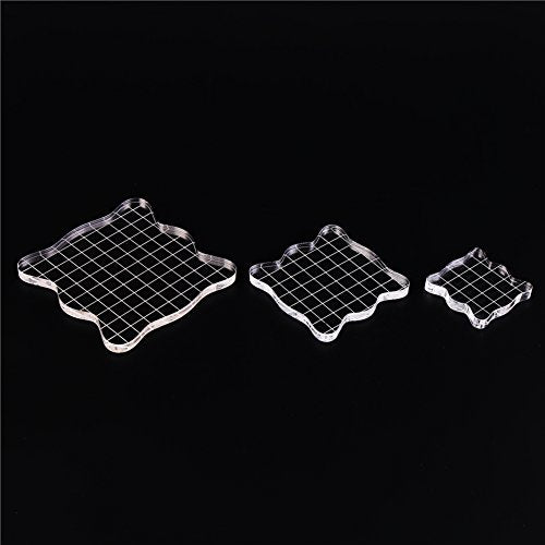 Acrylic Clear Rubber Stamping Blocks Set with Grid Package of 3 (3 Count)