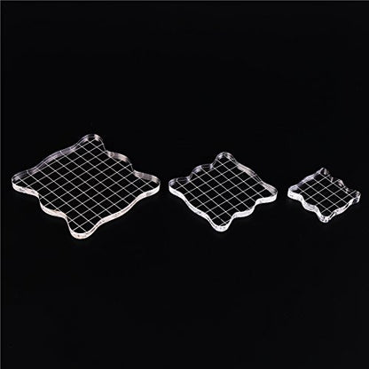 Acrylic Clear Rubber Stamping Blocks Set with Grid Package of 3 (3 Count)